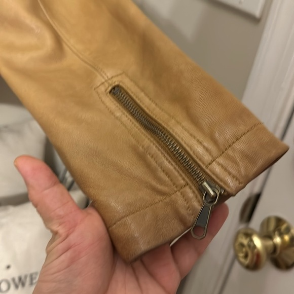 Used Tan Leather Motorcycle Style Gap Jacket - Picture 8 of 17